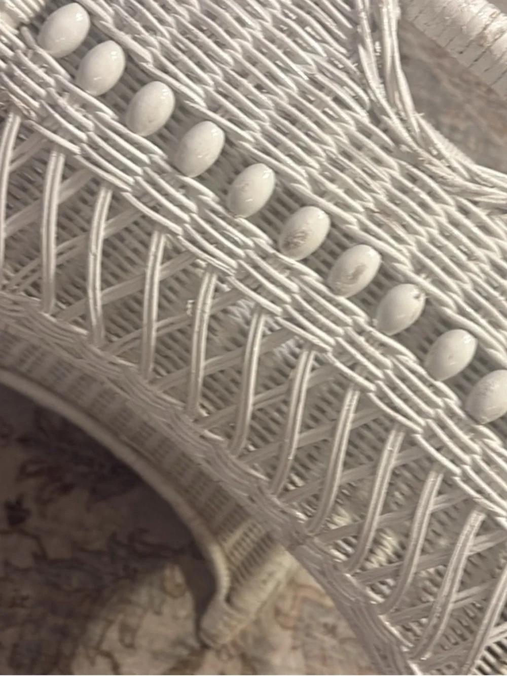 Vintage Wicker bedside tray with side pockets